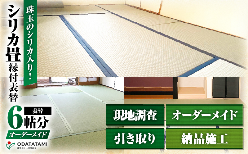現代の名工カンパニー特製！シリカ畳縁付表替（畳1帖サイズ6枚）　K348-003