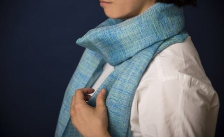 大島紬 KAGOSHIMAストール ③ブルー　K040-002_3