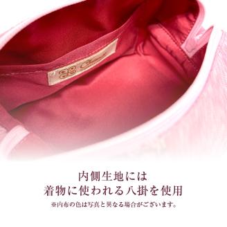 CHANCE（シャンス）大島紬キャラメルポーチ【ピンク】　K054-007