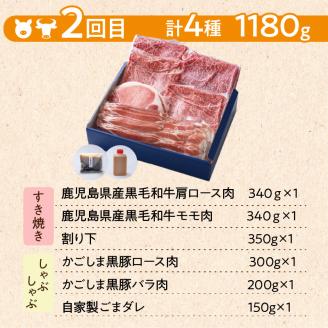 【岩元精肉店】鹿児島県産黒毛和牛・かごしま黒豚　お楽しみ2か月お届けコース　K045-T02