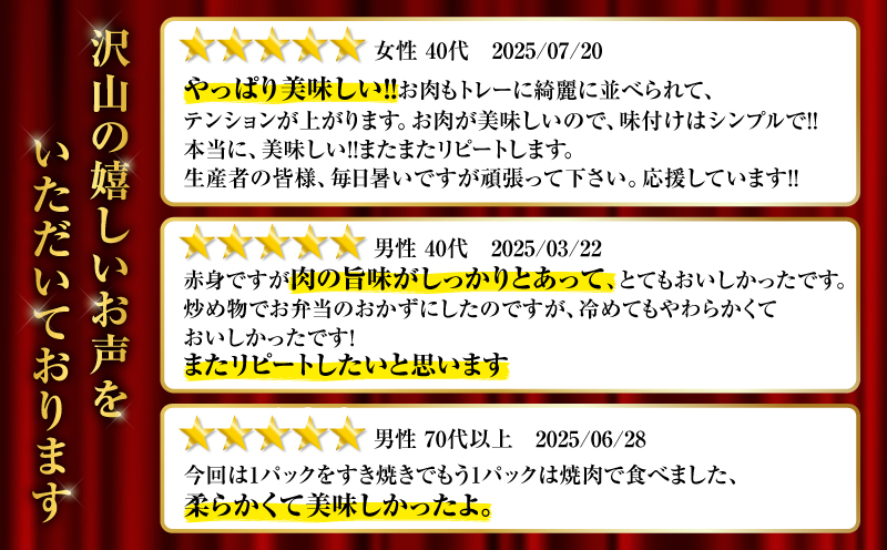 鹿児島県産黒毛和牛赤身スライス1.86kg（310g×6P）　K086-053