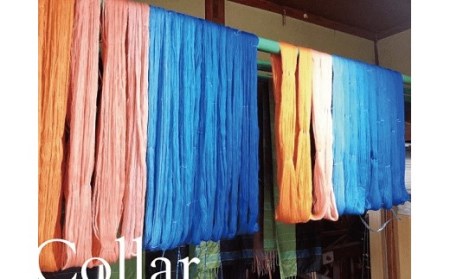 大島紬　黒キイトストール　Ｓ②ブルーグリーン　K040-001_2