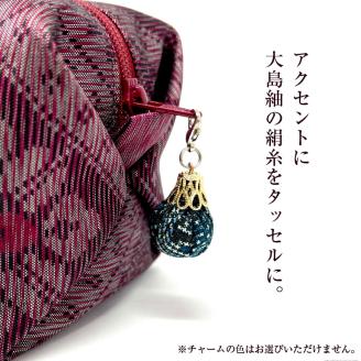 CHANCE（シャンス）大島紬キャラメルポーチ【ワインレッド】　K054-003