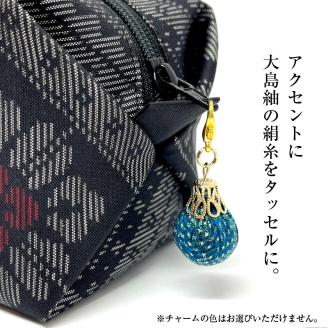 CHANCE（シャンス）大島紬キャラメルポーチ【ブラック】　K054-005