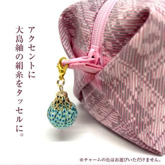 CHANCE（シャンス）大島紬キャラメルポーチ【ピンク】　K054-007