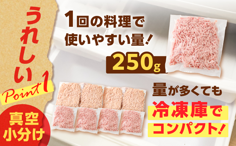 国産鶏モモミンチ＜うす塩＞＋黒豚ミンチセット 計2kg　K025-017_04