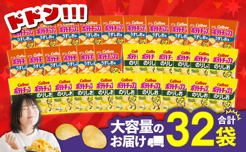 カルビー ポテトチップス 2種食べ比べセット【うすしお×のりしお】計32袋　K194-002_10