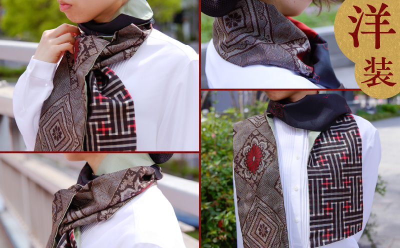 【5営業日以内に発送】大島紬スカーフ（赤）　K275-003_01