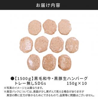 【1500ｇ】黒毛和牛・黒豚生ハンバーグ　トレー無しSDGs　K086-018