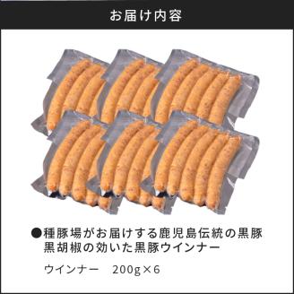 種豚場がお届けする鹿児島伝統の黒豚　黒胡椒の効いた黒豚ウインナー　K125-002