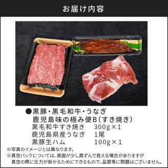 黒豚・黒毛和牛・うなぎ　鹿児島味の極み便B（すき焼き）　K086-014