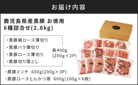 【5営業日以内に発送】鹿児島県産黒豚お徳用 6種詰合せ(2.8kg)　K134-012