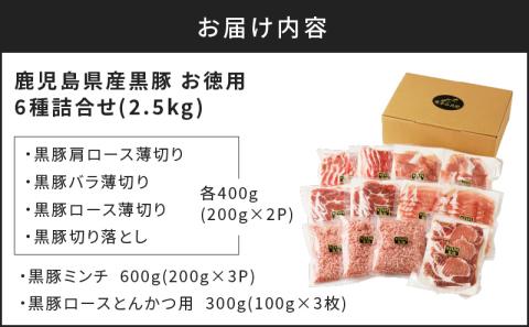 【5営業日以内に発送】鹿児島県産黒豚お徳用 6種詰合せ(2.5kg)　K134-011