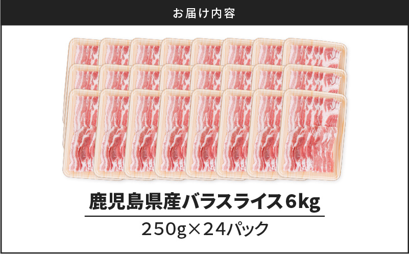 鹿児島県産豚バラスライス 6kg（250g×24P）　K002-033_06_cp