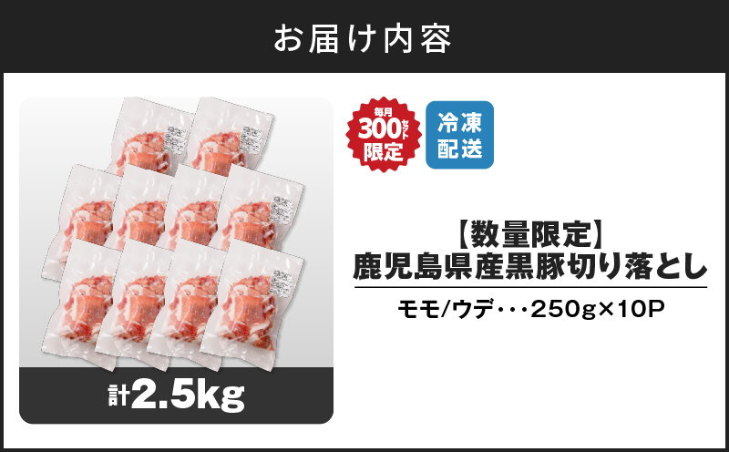 【14営業日以内に発送】【数量限定】鹿児島県産 黒豚切り落とし 2.5kg　K025-001_05