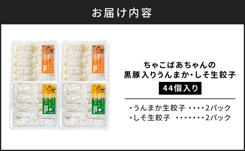 ちゃこばあちゃんの黒豚入りうんまか・しそ生餃子　計44個入り　K027-004