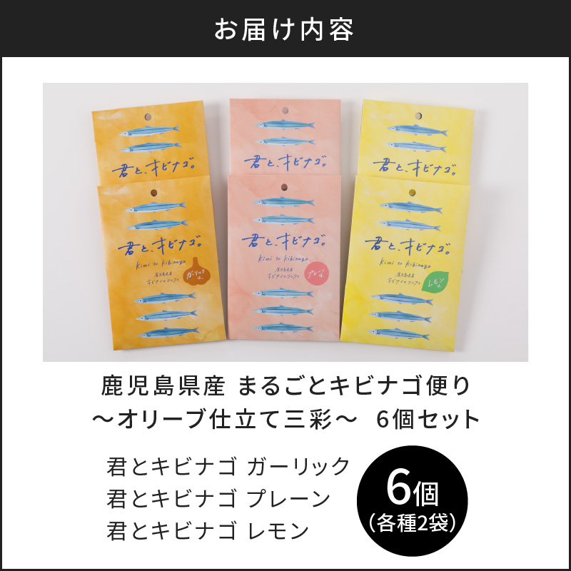 まるごとキビナゴ便り～オリーブ仕立て三彩～ 6個セット　K032-003