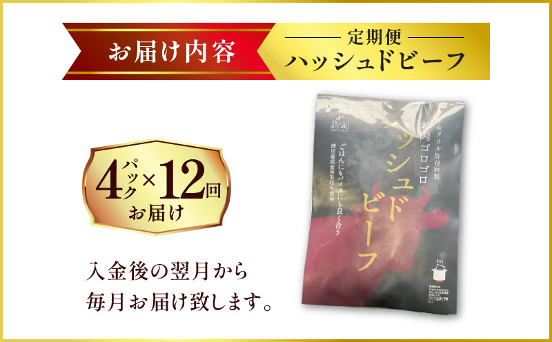 【洋食グリル肝付】定期便 ハッシュドビーフ 4パック×12回　K084-T09