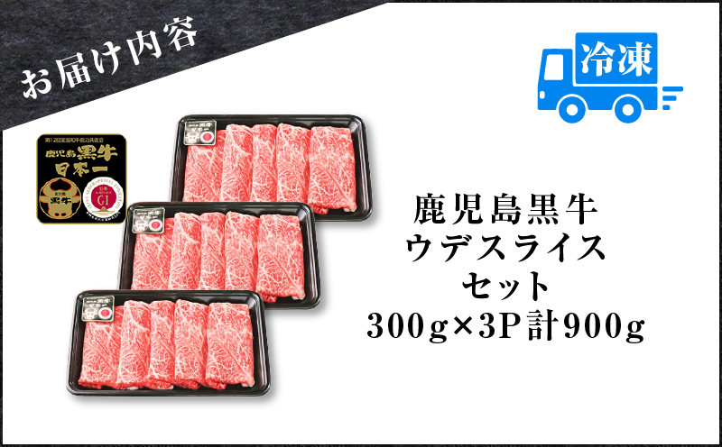 （D-3501）鹿児島黒牛ウデスライスセット 計900g　K127-009