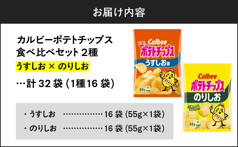 カルビー ポテトチップス 2種食べ比べセット【うすしお×のりしお】計32袋　K194-002_10