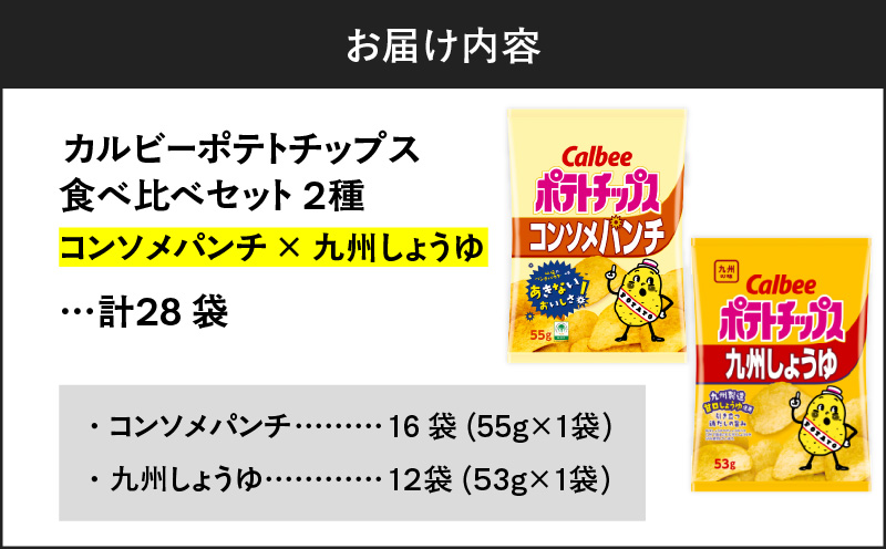 カルビー ポテトチップス 2種食べ比べセット【コンソメパンチ×九州しょうゆ】計28袋　K194-002_13