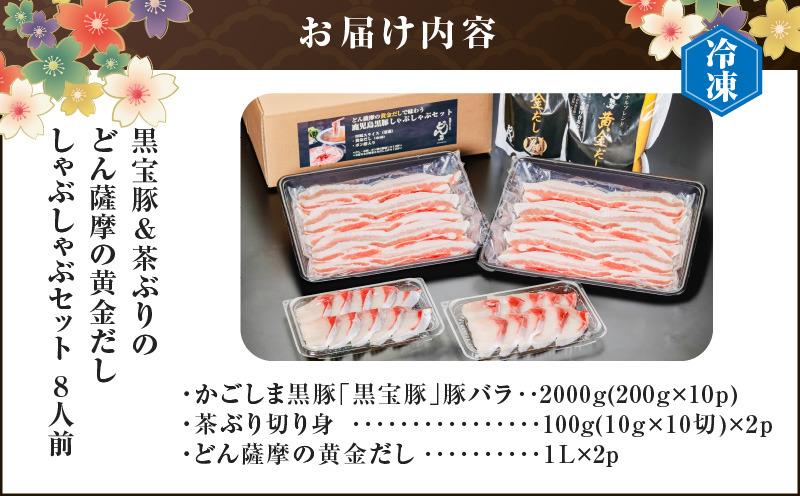 『黒宝豚＆茶ぶり切り身』どん薩摩の黄金だししゃぶしゃぶセット（8人前）　K227-005_02