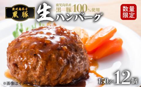 鹿児島県産黒豚生ハンバーグ150gｘ12個　K086-017