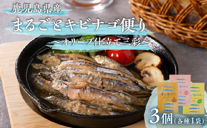 まるごとキビナゴ便り～オリーブ仕立て三彩～ 3個セット　K032-003_01