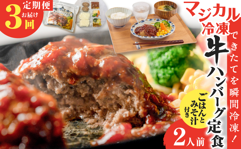 【全3回定期便】マジカル冷凍牛ハンバーグ定食　K258-T03_a
