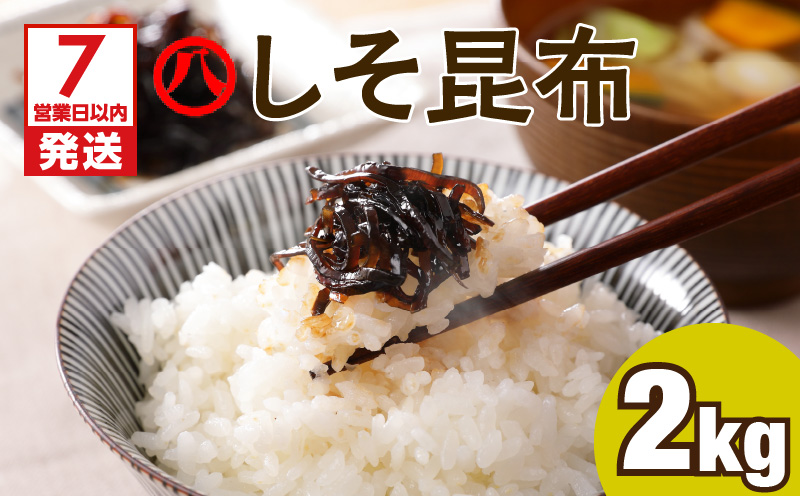 【7営業日以内に発送】【丸八】工場直送　「しそ昆布2kg」　K032-001