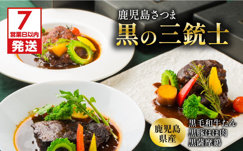 【7営業日以内に発送】【洋食グリル肝付】鹿児島さつま黒の三銃士 レトルトシチュー　K084-001