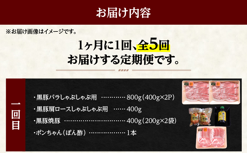 1283-2 鹿児島黒豚まんぞく定期【全5回】　KN038-T01