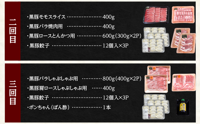 2030-1 黒豚バラエティふるさと定期A【全5回】　KN038-T03