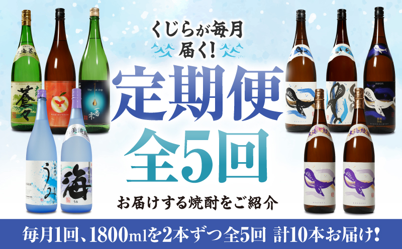 2346 【全5回定期便】大海酒造 本格焼酎 芋焼酎 くじら 毎月配送 1800ml×2本 計10本　KN034-T01