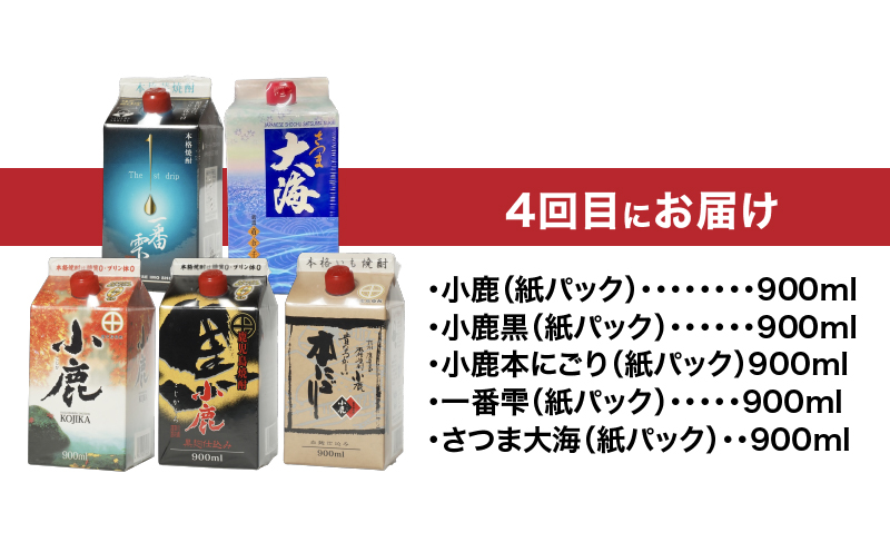 1406-1 【全4回定期便】焼酎紙パック飲み比べ　KN031-T03