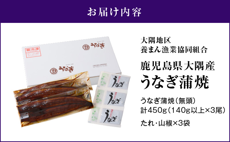 1469-1 鹿児島県大隅産うなぎ蒲焼3尾　KN007-003