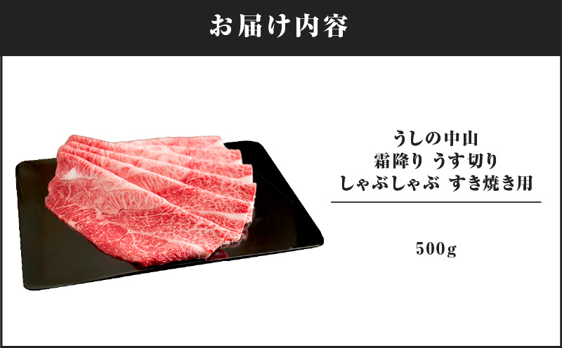 2107-1 うしの中山 霜降り うす切り しゃぶしゃぶ すき焼き用 500g　KN050-035