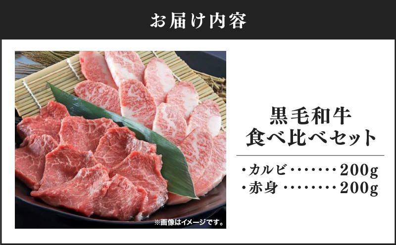 2240 黒毛和牛 食べ比べ カルビ 赤身 セット【うしの中山】　KN050-009
