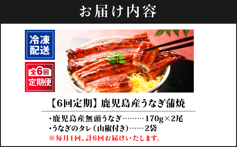 2323-1 【全6回定期便】鹿児島産うなぎ 合計340g（170g×2尾）　KN021-T19