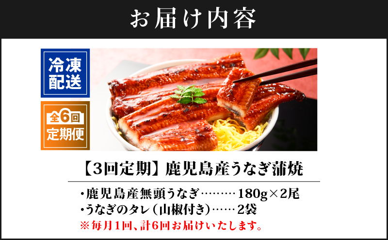 2324-1 【全6回定期便】鹿児島産うなぎ 合計360g（180g×2尾）　KN021-T20