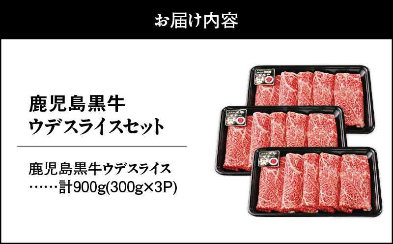 2500 （D-3501）鹿児島黒牛ウデスライスセット（計900g）　KN009-009