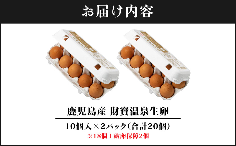 2525 温泉水とこだわりのエサで育った鶏が産んだ美味しい卵 20個（10個入×2パック）※18個+破卵保障2個　KN021-035