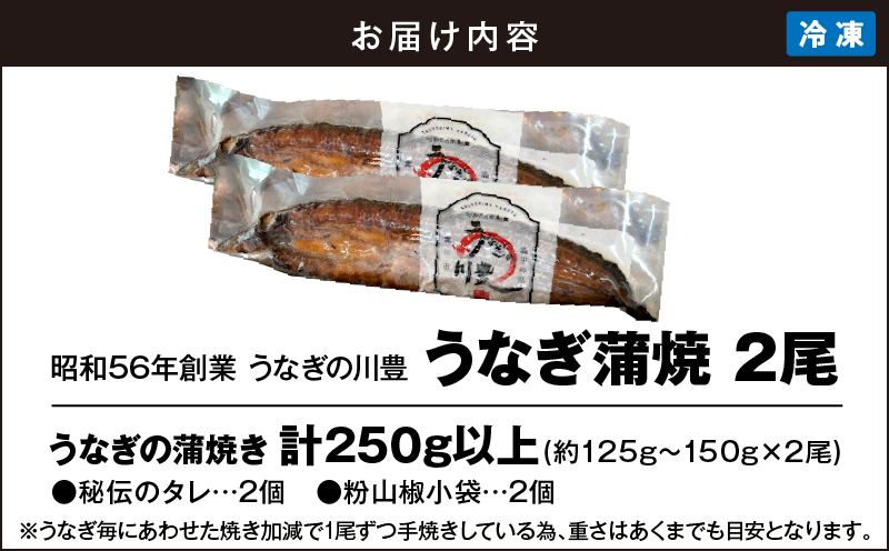 945-3 昭和56年創業 うなぎの川豊 うなぎ蒲焼2尾　KN049-001-02