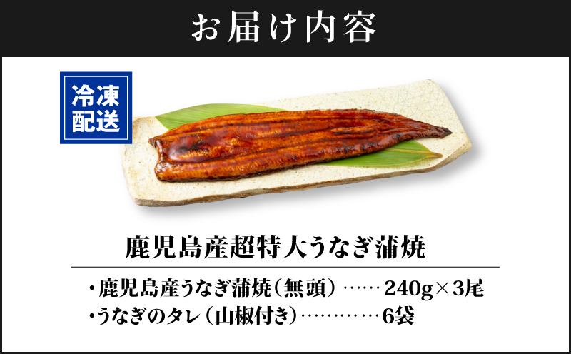 鹿児島産 超特大うなぎ蒲焼240g×3尾　KN021-042-03