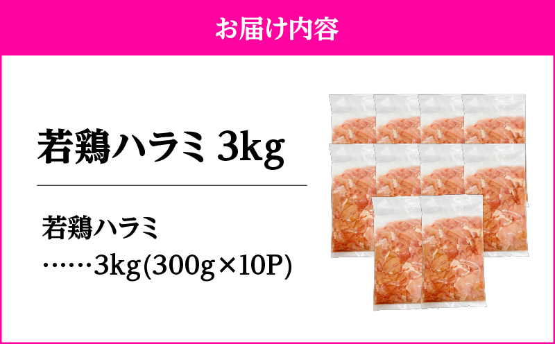 鹿児島県産若鶏ハラミ 3kgセット　KN105-017