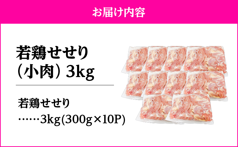 鹿児島県産若鶏せせり（小肉） 3kgセット　KN105-018