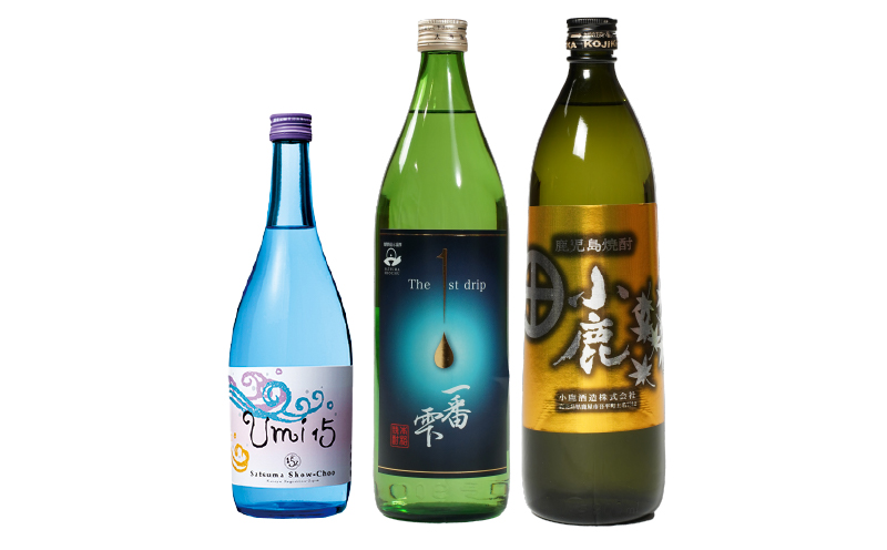 1040 芋焼酎『小鹿』『一番雫』900mlと『海わり』720ml 計3本セット　KN034-006