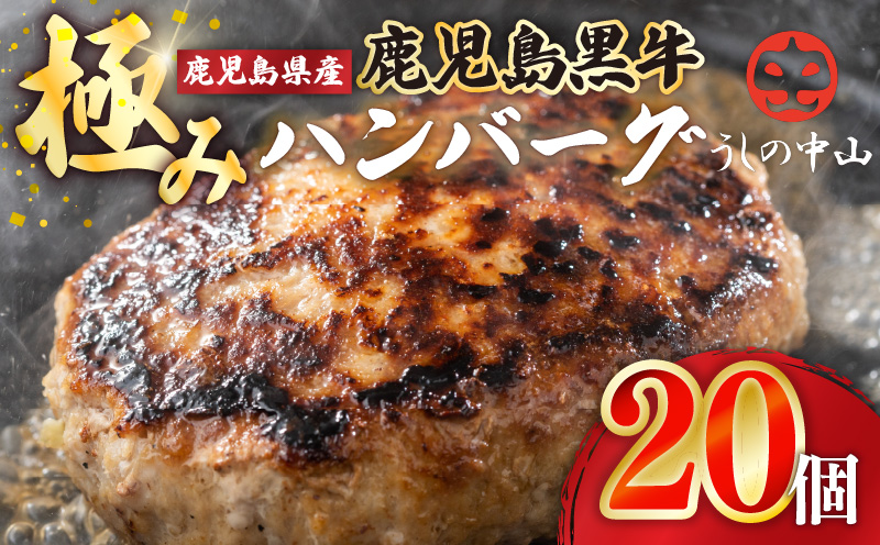 1196 鹿児島県産『鹿児島黒牛』A5ランク 極めたハンバーグ20個【うしの中山】　KN050-001-04