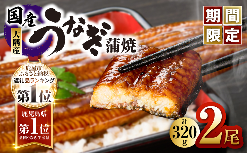 1541-1 【数量限定】鹿児島県大隅産うなぎ蒲焼2尾（320g）　KN007-002-05