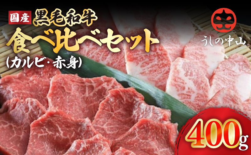 2240 黒毛和牛 食べ比べ カルビ 赤身 セット【うしの中山】　KN050-009